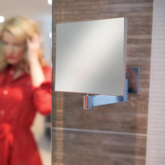 Product Lifestyle image of the HIB Helix Square Magnifying Mirror